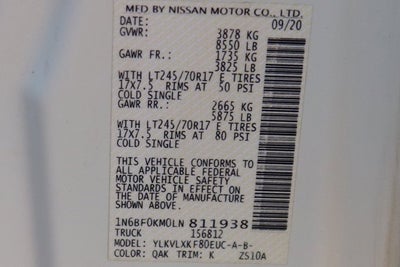 2020 Nissan NV1500 SV