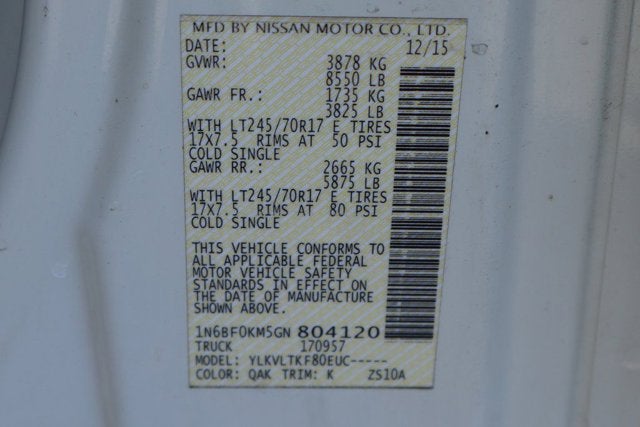 2016 Nissan NV1500 SV