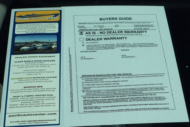 2016 Nissan NV1500 SV