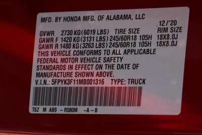 2021 Honda Ridgeline Sport