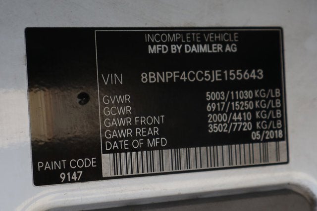 2018 Mercedes-Benz Sprinter 3500 Cargo 170 WB