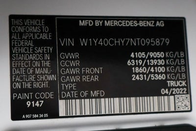 2022 Mercedes-Benz Sprinter 2500 Cargo 170 WB