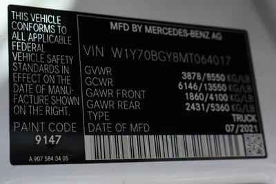 2021 Mercedes-Benz Sprinter 1500 Cargo Van 144 in. WB