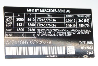 2025 Mercedes-Benz Sprinter 2500 Passenger 170 WB