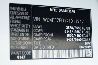 2019 Mercedes-Benz Sprinter 1500 Cargo Van 144 in. WB