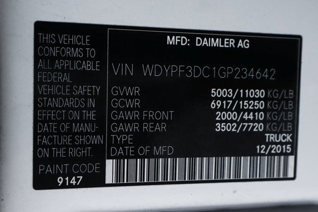 2016 Freightliner Sprinter 3500 High Roof